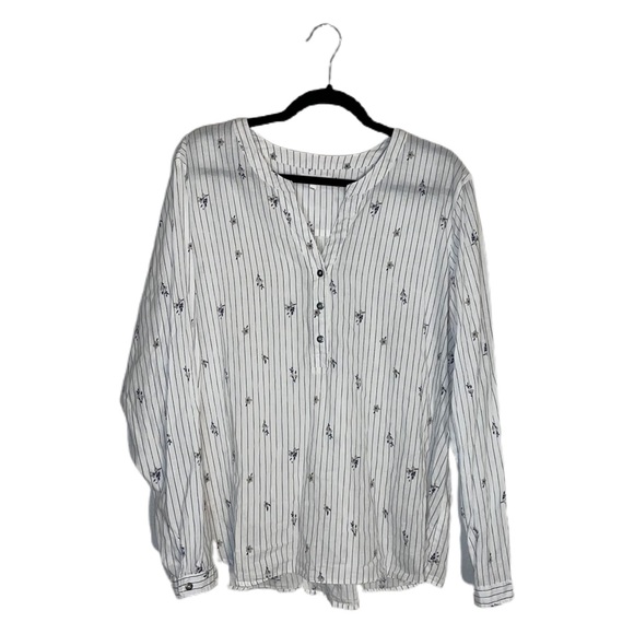 Maurices Size XXL Dainty Striped Floral Button Blouse Top - Picture 1 of 6
